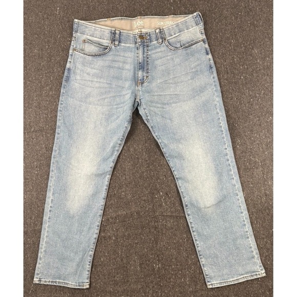Lee Other - Lee Jeans Mens 38x30 Light Wash Slim Straight Stretch Denim Pants 2161535